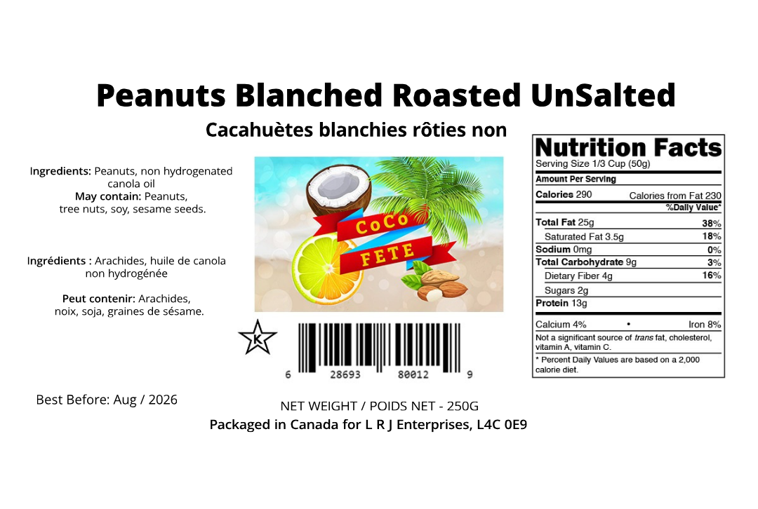 Peanuts - Roasted and Unsalted