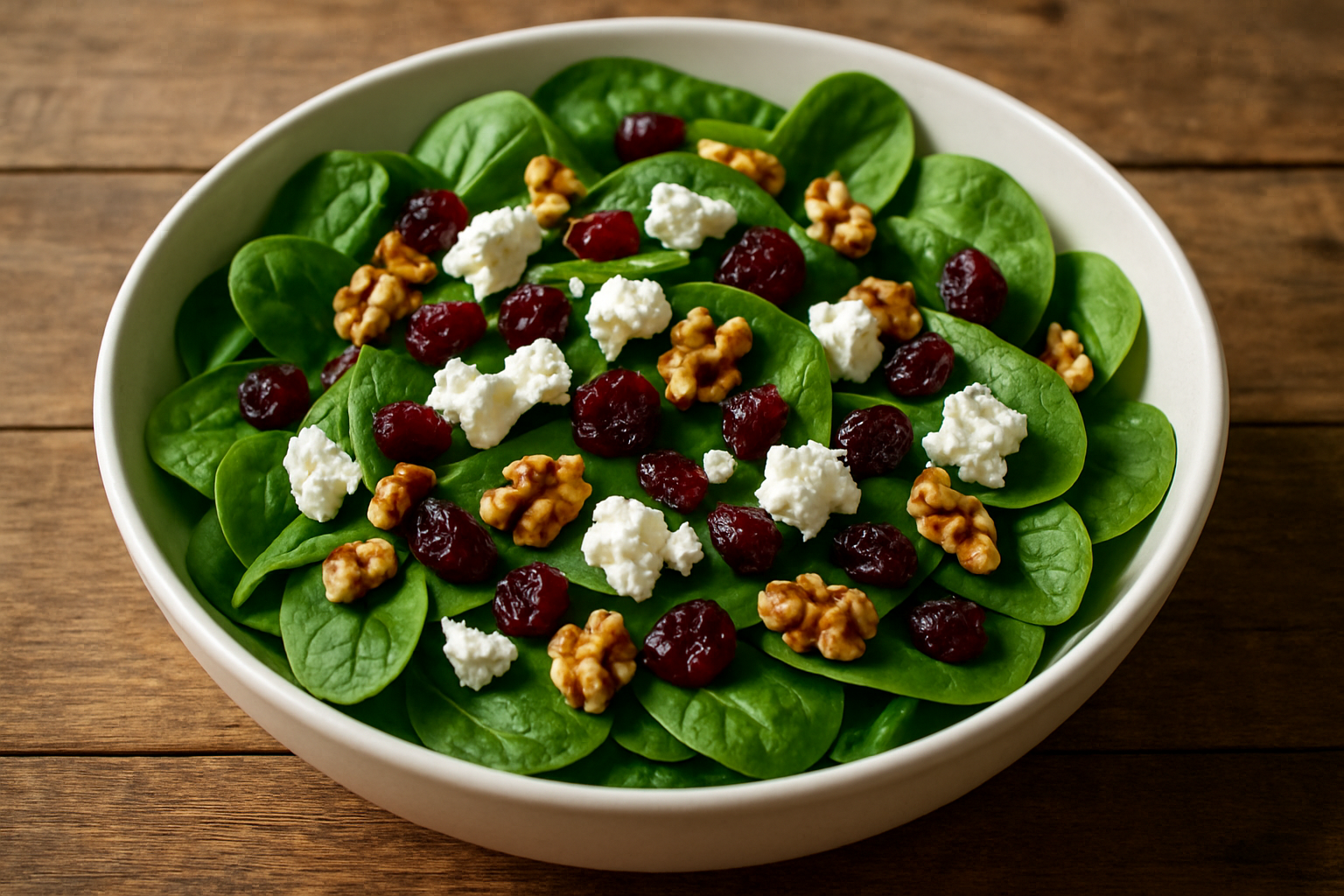 Walnut, Cranberry and Goat Cheese Spinach Salad